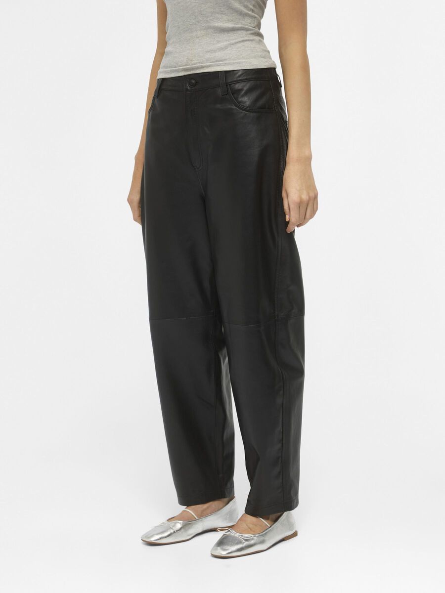 Pantalon en cuir à taille haute