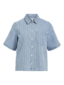 Chemise en denim rayée à manches courtes