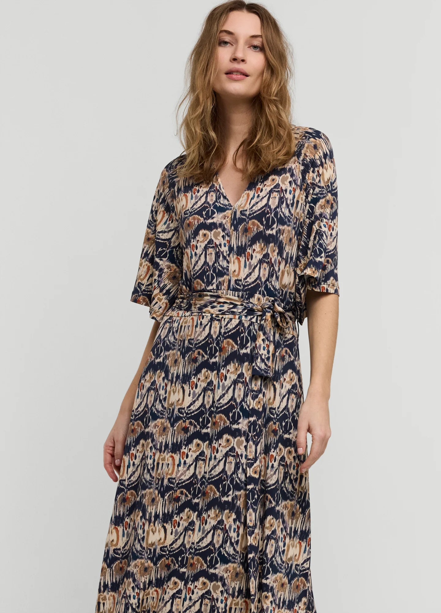 Robe imprimé ikat à col polo