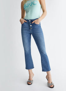 Jean bootcut cropped avec boutons