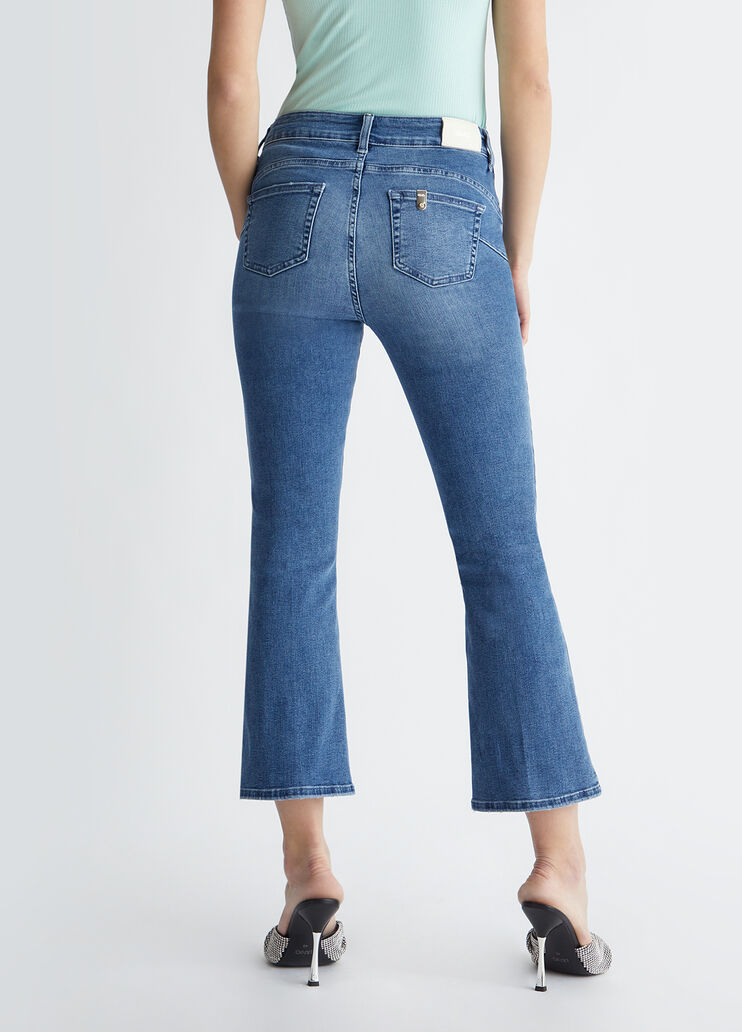 Jean bootcut cropped avec boutons