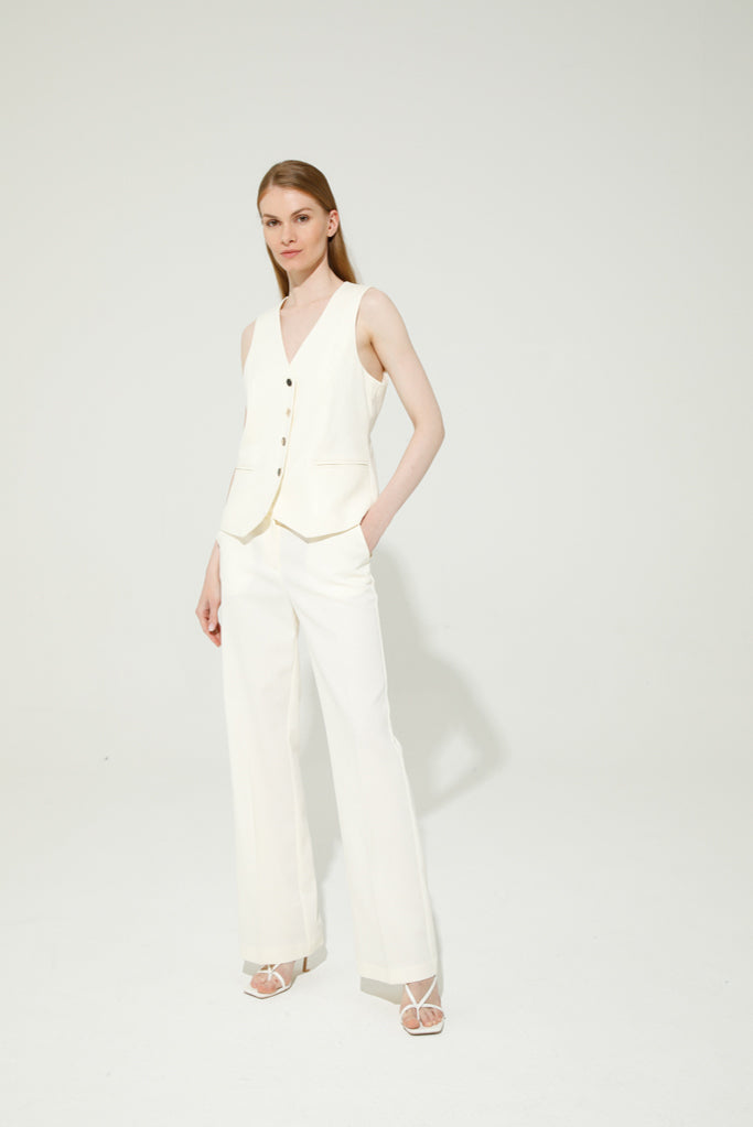 Pantalon flare blanc