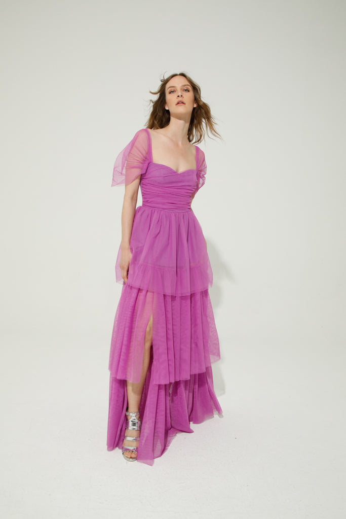 Robe longue en tulle