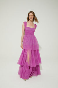 Robe longue en tulle